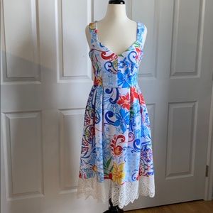 NWT Lace trim multi color summer dress